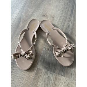 Valentino Rockstud Jelly Flip Flop Sandal Women's Size 7 Poudre Flat Heel Slip